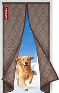 Insulated Door Curtains for Doorways/Front/Back/Basement, Fit Size up to 38 x 82 Inches, Magnetic Thermal Door Cover for Winter, Oxford Filled with Thick Cotton to Keep Warm, Brown, Diamond