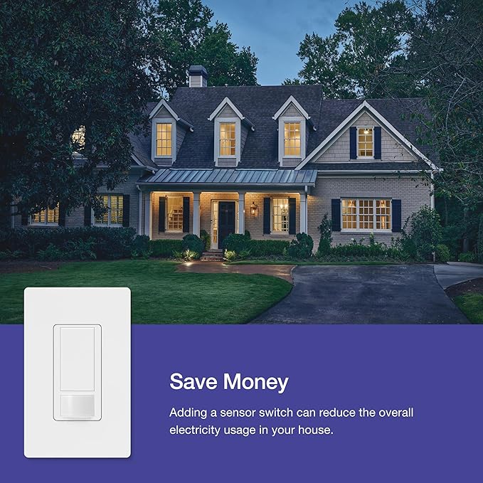 Lutron Maestro Motion Sensor Light Switch Indoor for Bathroom, Garage, Laundry Room, Any Bulbs, Occupancy Vacancy Sensor, Single-Pole, MS-OPS2-PD, Palladium