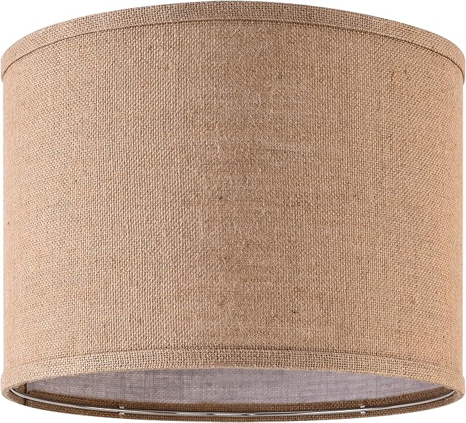 Burlap Lamp Shades Set of 2 Large Durm Lamp Shade 16" Top x 16" Bottom x 12" High (Spider）Modern Lampshade for Table and Bedside Lamp - By PAPAYA