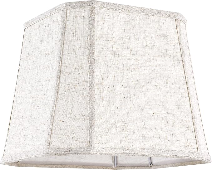 GO&SO 13 Inch Square Lamp Shades Medium,2 Pack Beige Linen Table Lamp Shade 10" × 13"× 10.5" (Spider) Modern Cut Corners Replacement Lampshade for Medium Table & Floor Lamps, Easy Assembly