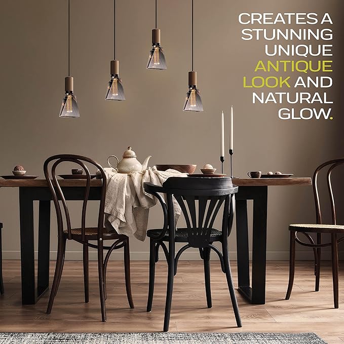 Next Glow Decorative Light Bulb Eq 20W ICE Style Shaped E26 Led Bulb Medium Base, Dimmable, Smoke/Grey Warm Light Bulb 55 Lumen, with Virtual Filament, Inner Pillar, Edison Light Bulbs LED for Home