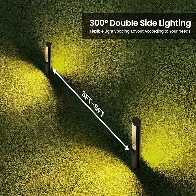 Low Voltage LED Landscape Lights Kit, 5W Auto Sensor Pathway Lights, Outdoor Driveway Garden Lighting with 100W Transformer and Connectors, Aluminum, 12-24V AC/DC, IP66, 2700K, 12 Pack