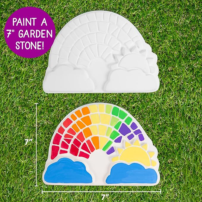 Creative Roots Paint Your Own Rainbow Stepping Stone Craft Kits for Kids, Ceramics to Paint, Ages 6+