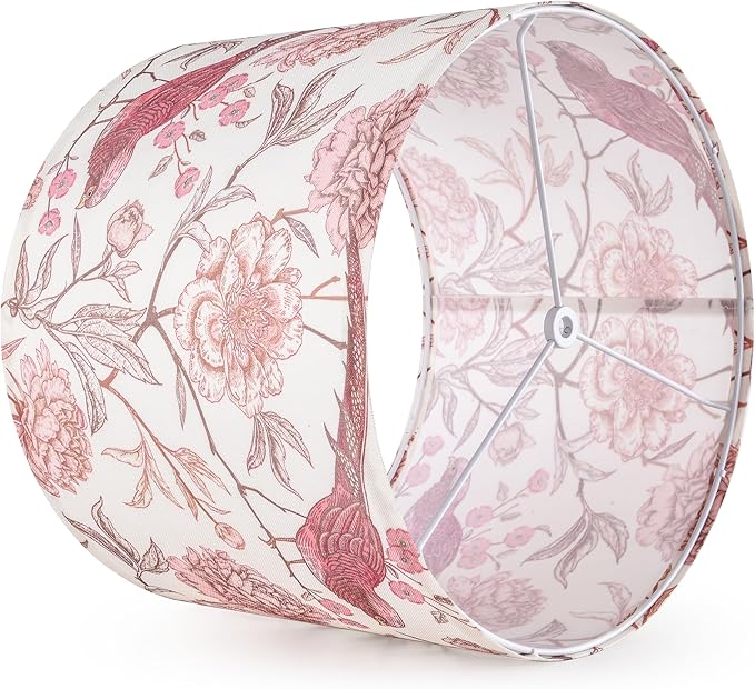 GOSO Medium Lampshade Polyester Fiber Printing Flowers and Birds Drum Lamp Shade For TableLamp,Floor Lamps,Diy Pendant Light,Wall Hanging,13 "Top x 13" Bottom x 10 "High(Spider) - Assembly Required