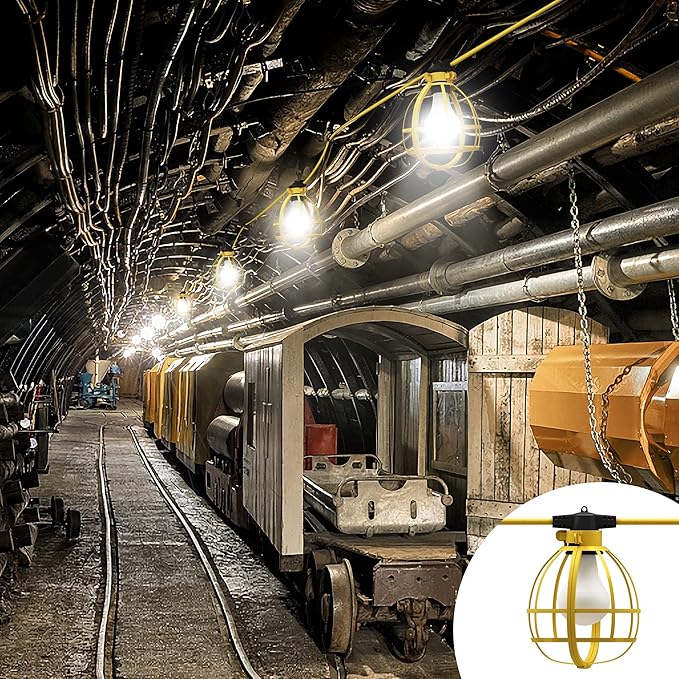 LEDIARY 100FT Construction String Lights, 10 Bulbs 100W 10500LM String Work Lights with 10 Medium Base Sockets, Linkable Jobsite Lights, Weatherproof Temporary Lighting Indoor&Outdoor