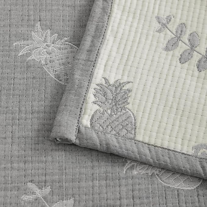 NTBAY 3 Layer Oversized Muslin Cotton Toddler Blanket, 45x60 Inches Jacquard Reversible Nursery Bed Blanket, Super Soft and Thermal Crib Blanket for All Seasons, Baby Gift, 45"x60", Grey Pineapple