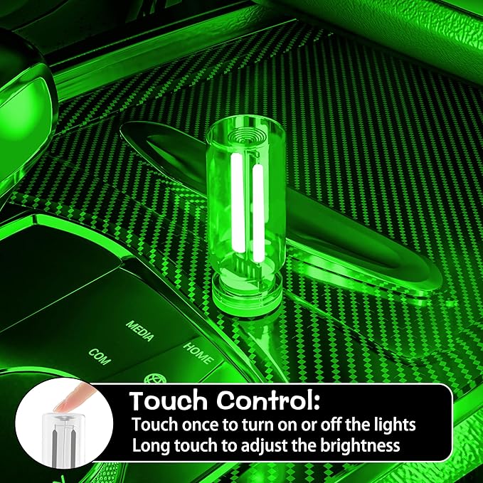 4PCS USB Car Light, Plug-in Touch Dimming USB LED Night Light Bulb, Portable Car Atmosphere Lighting Kit, Suitable for Car, Bedroom, Hallway, Outdoor, Party Decoration (2 Red&2 Green)