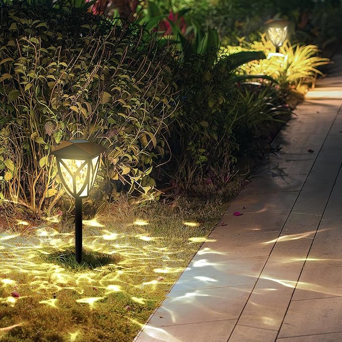 Ensenior 12-Pack Solar Lights Outdoor, 16.77" 3000K LED Solar Garden Lights for Pathway, Yard, Patio, Walkway, Planter, Waterproof, Energy-Efficient Landscape Lighting
