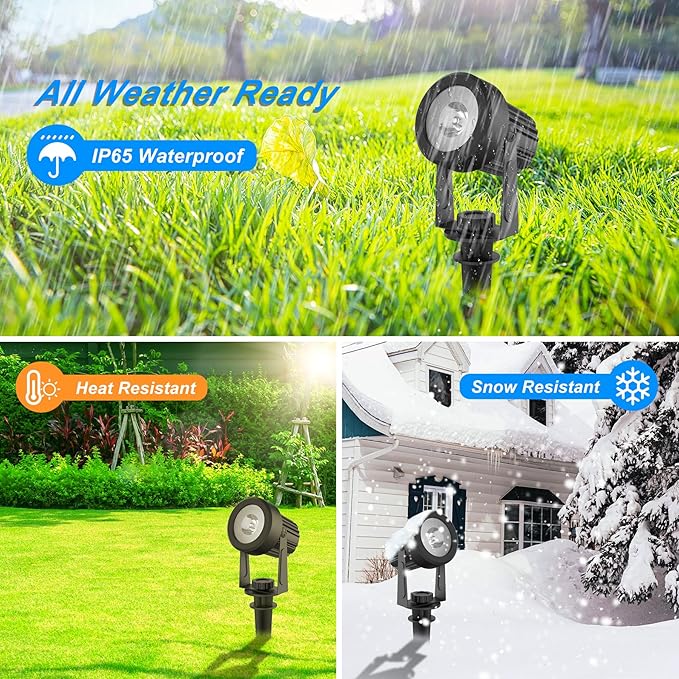 Christmas Solar Spot Lights Outdoor, Solar Color Changing RGB Landscape Lighting Waterproof Auto ON/Off Adjustable Garden Lights for Yard, Garden, Driveway, Pool, Lawn (6-in-1)