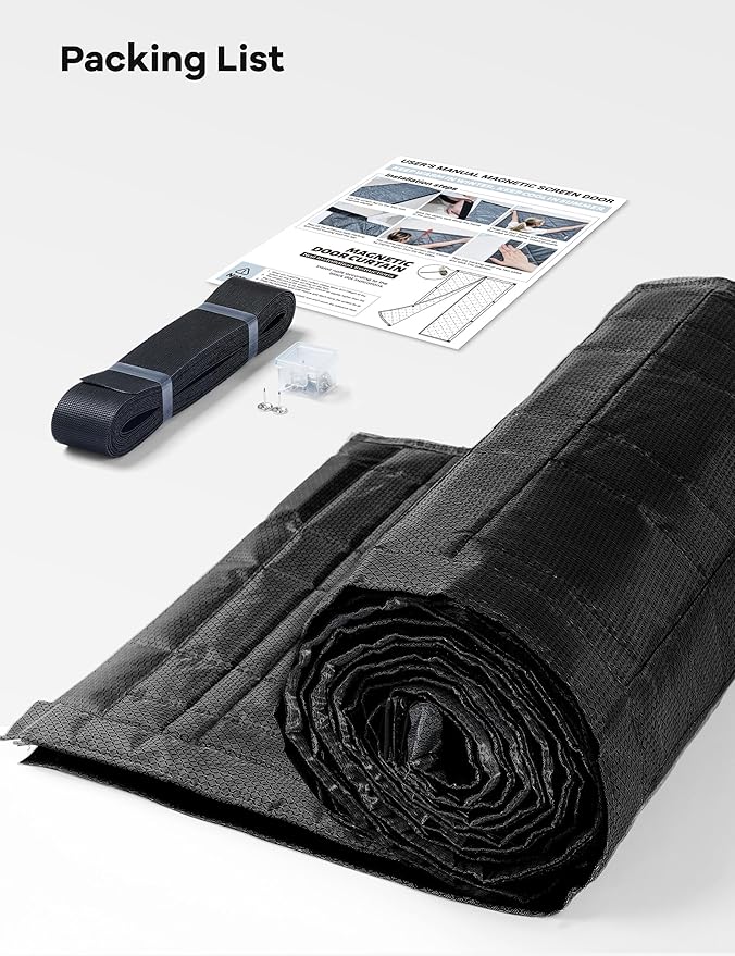 Thermal Door Curtain, Fit Size up to 32 x 80 Inches, Magnetic Insulated Door Curtains for Doorway/Front/Back/Basement, Oxford Cover with Thick Cotton to Keep Warm Winter, Black, Rectangle