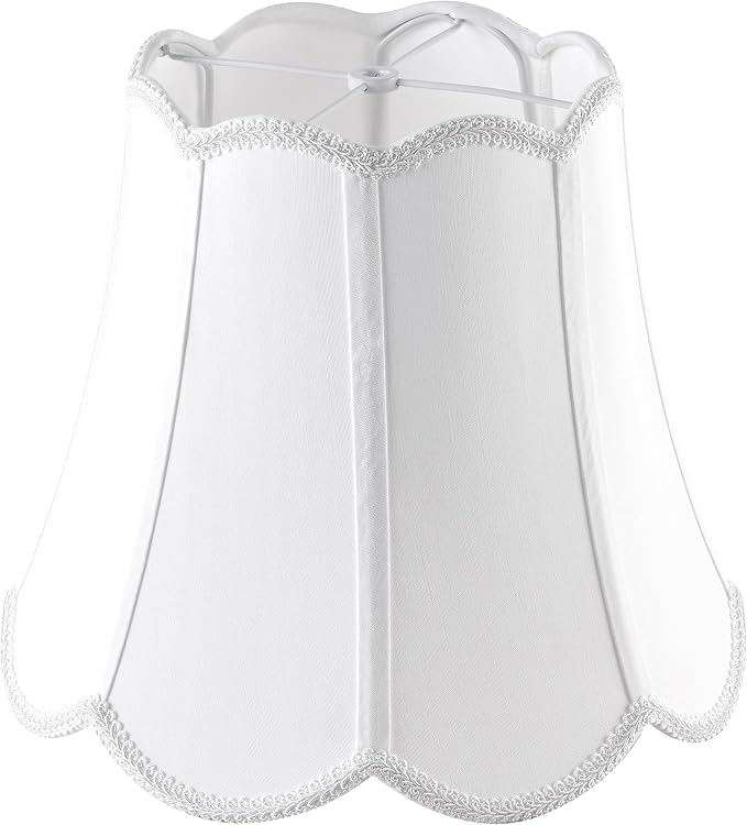 GOSO Scalloped Lamp Shades Set of 2 Medium Petal,8”×13“×11” Spider Off White Wavy Floral Elegant Fabric Shade Art Deco Modern Lampshade for Table Lamps,Floor Lamp for Living Room,Easy Assembly