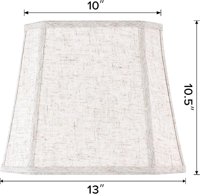 1 Pack Beige Linen Square Lamp Shade 10"Top × 13" Bottom × 10.5" High(Spider) Square Cut Corners, Handcrafted, Easy Assembly Medium Modern lampshade for Table & Floor Lamps By GO&SO