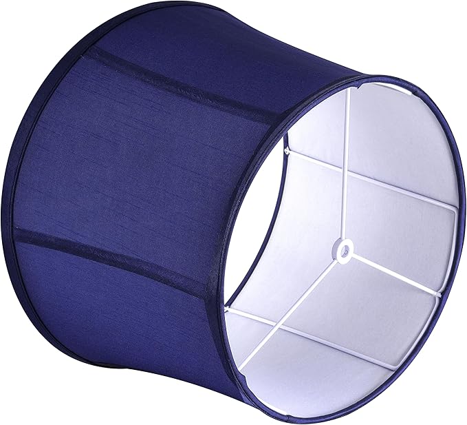GOSO Large Drum Lamp Shade Blue Faux Silk Lamp Shades-Square Foldable Lampshades for Floor Lamps Table Lamp- 12x14x10 inch (Spider) Natural Fabric Lamp Shade Replacement Modern Shade-Easy Assembly
