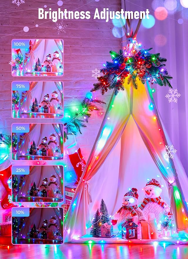 Minetom Color Changing String Lights Outdoor- 22 Colors 33FT 100 LED Fairy String Lights with Remote, Twinkle Christmas Tree Lights with 12 Lighting Modes, 4th of July Lights for Indoor Bedroom Party