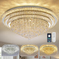 COCOSTAR Sliver Elegant LED Crystal Raindrop Ceiling Light with Remote and APP, 40" Modern Flush Mount Chandelier Light Fixture, 3CCT Dimmable, for Living Room Kitchen Island Bedroom Entryway Foyer