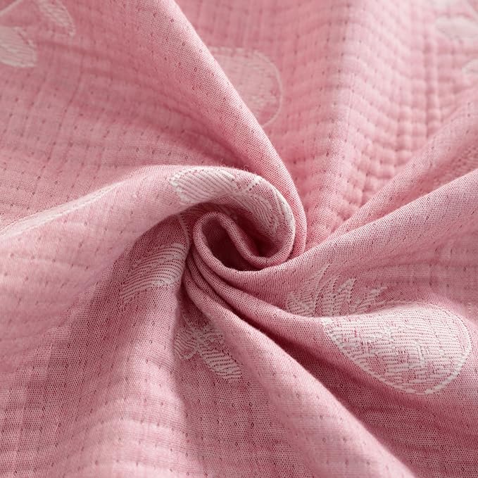 NTBAY 3 Layer Oversized Muslin Cotton Toddler Blanket, 45x60 Inches Jacquard Reversible Nursery Bed Blanket, Super Soft and Thermal Crib Blanket for All Seasons, Baby Gift, 45"x60", Pink Pineapple