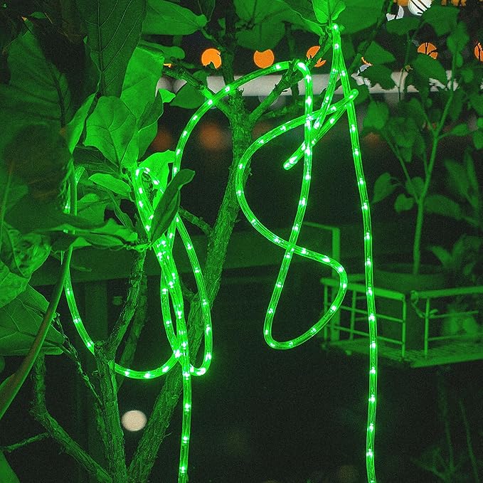 Waterproof LED Rope Lights, Connectable & Flexible with 8 Modes, Outdoor Lighting for Deck, Garden, Pool, Patio & Christmas Decor (Green, 20ft)