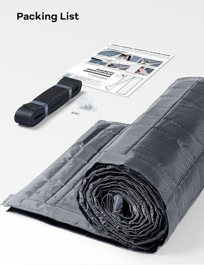 Thermal Door Curtain, Fit Size up to 36 x 82 Inches, Magnetic Insulated Door Curtains for Doorway/Front/Back/Basement, Oxford Cover with Thick Cotton to Keep Warm Winter, Grey, Rectangle