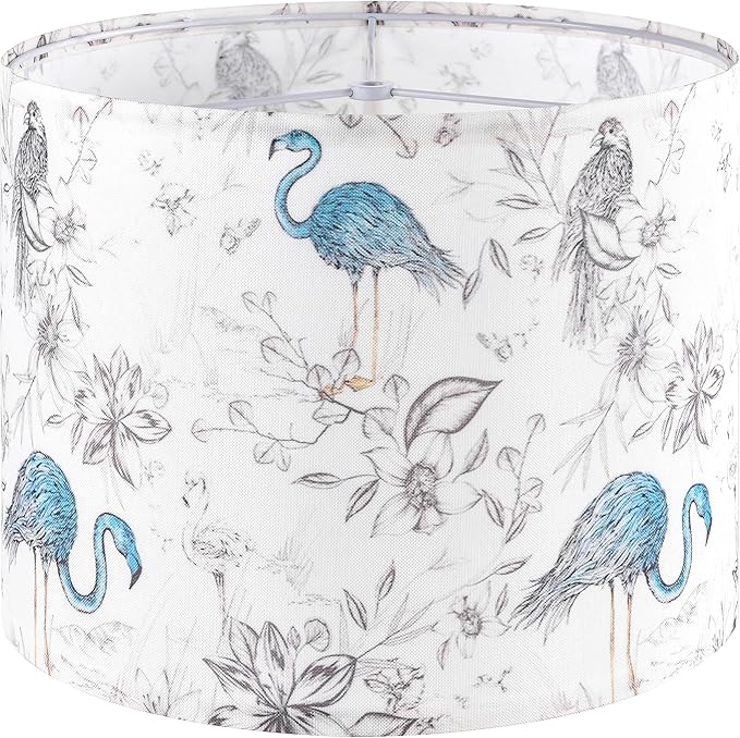 GOSO Medium Lampshade Polyester Fiber Printing Flamingo Drum Lamp Shade For TableLamp,Floor Lamps,Diy Pendant Light,Wall Hanging,13 "Top x 13" Bottom x 10 "Heigh (Spider) -Easy Assembly Required
