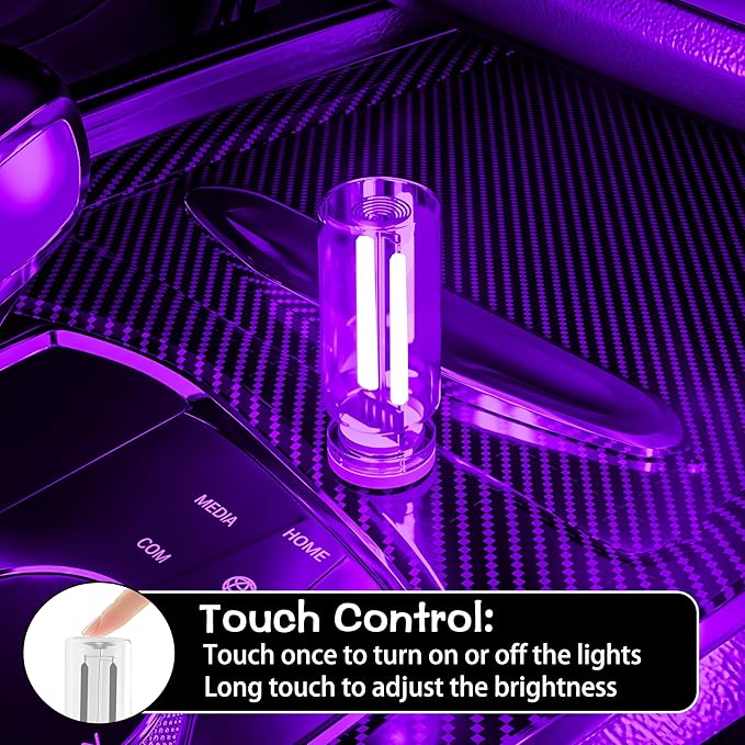 4 PCS Car USB Light Blub, Plug-in LED Ambient Lighting with Touch Dimming. The Brightness Can Be Adjusted Making It for Cars, Bedrooms, Hallways(2Blue&2Purple)