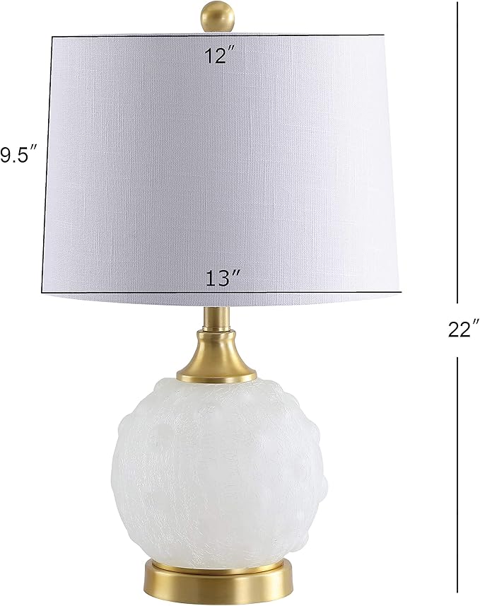 JONATHAN Y JYL6200A Ilsa 22" Dotted Glass/Metal LED Table Lamp Contemporary Transitional Bedside Desk Nightstand Lamp Bedroom Living Room Office College Bookcase LED Bulb Included, White/Brass Gold
