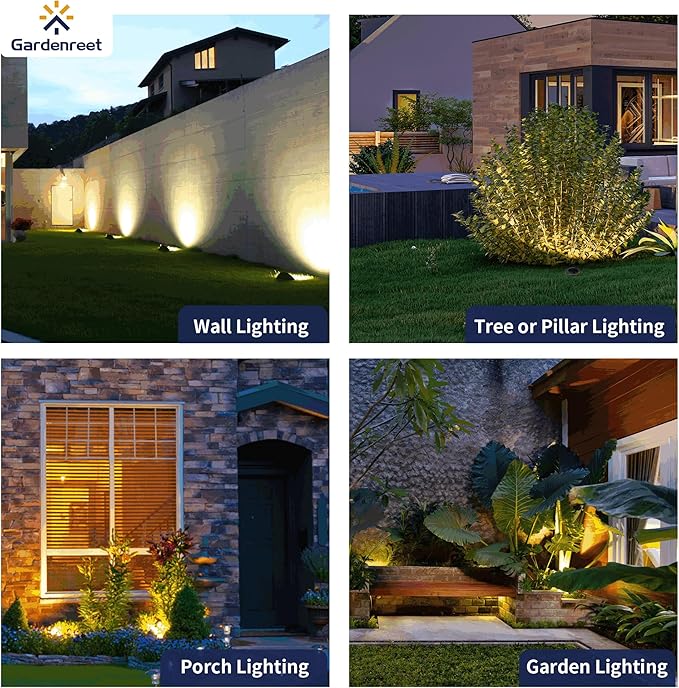 Gardenreet Landscape In Ground Well Lights - Brass Low Voltage Electric LED Ip65 Lights, 12V Wired Fixture, Antique Bronze for Driveway Patio Tree with 5000K Daylight White MR16 Bulb