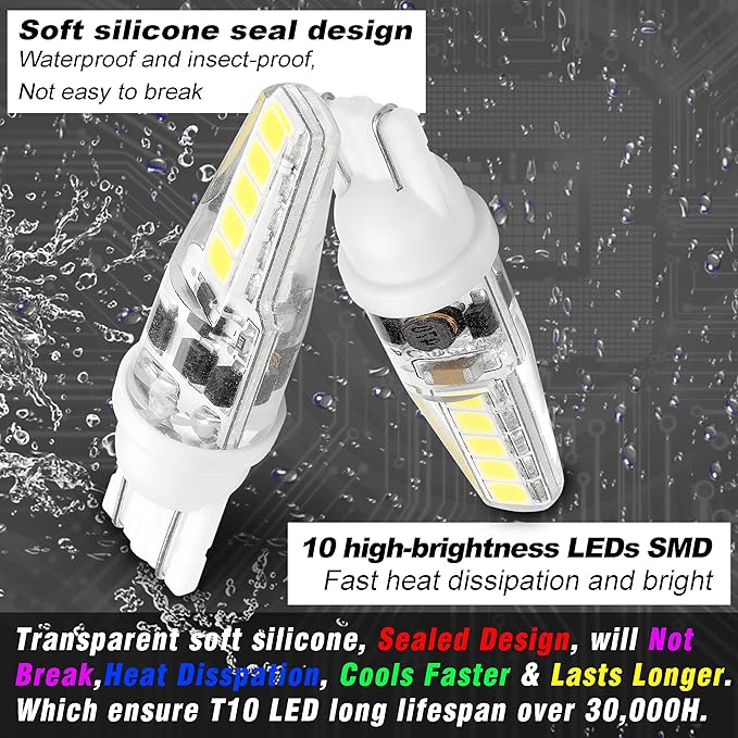 T10 Wedge Base 906 LED Marine Boat Light Bulb AC/DC 12V-24V 6000K Cool White Replacement All-Round Mast Masthead Anchor Stern Navigation Lights for Kayak Sailboat Pontoon Boat, 4 Pack