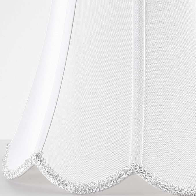 GOSO Scalloped Lamp Shades Set of 2 Medium Petal,8”×13“×11” Spider Off White Wavy Floral Elegant Fabric Shade Art Deco Modern Lampshade for Table Lamps,Floor Lamp for Living Room,Easy Assembly