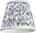 Ridhi Pleated Block Print Lamp Shade Light Steel Blue Floral Medium 4" Top x 6" Bottom x 5" High Spider with Harp and Finial Fitting.