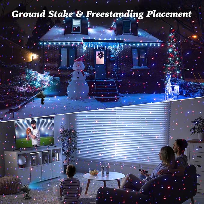 Christmas Laser Lights Projector Outdoor, AIRIVO RGB 3 Colors 11 Lighting Effects Projection Laser Light, Red Green Blue Star Light, Holiday Halloween Decor for Trees, Garden, Home, Landscape