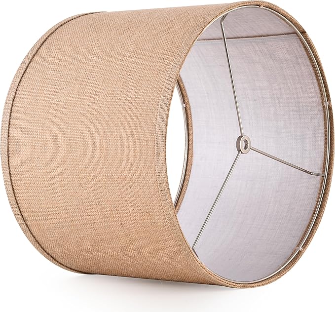 Burlap Lamp Shades Set of 2 Large Durm Lamp Shade 16" Top x 16" Bottom x 12" High (Spider）Modern Lampshade for Table and Bedside Lamp - By PAPAYA