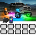 MICTUNING Y1 RGB+IC Dream Color Rock Lights - Upgraded 10 Pods Underglow Light with Chasing Effect, Wheel Well Light with Wiring Switch Kit, Bluetooth APP Control, Extensible Up to 24 Pods