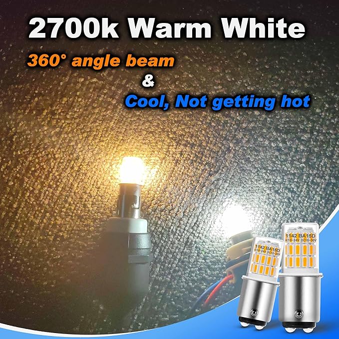 12 Volt BA15D 1142 Bulb Warm White 2700K 3W 1004 1076 1130 1176 LED AC/DC 12-24V Low Voltage Replacement for Marine Boat Navigation Light, RV Camper Dome Light, Outdoor Landscape Light, 3 Pack