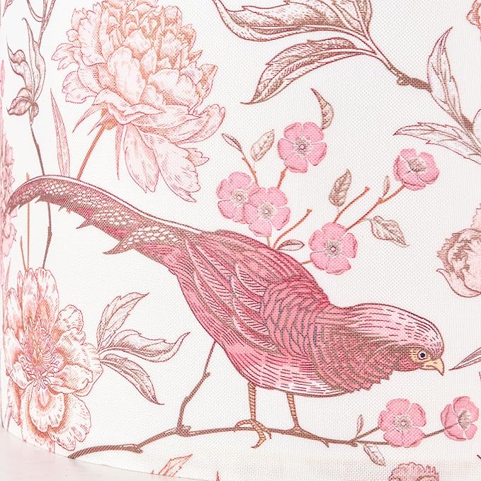 GOSO Medium Lampshade Polyester Fiber Printing Flowers and Birds Drum Lamp Shade For TableLamp,Floor Lamps,Diy Pendant Light,Wall Hanging,13 "Top x 13" Bottom x 10 "High(Spider) - Assembly Required