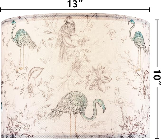 GOSO Medium Lampshade Polyester Fiber Printing Flamingo Drum Lamp Shade For TableLamp,Floor Lamps,Diy Pendant Light,Wall Hanging,13 "Top x 13" Bottom x 10 "Heigh (Spider) -Easy Assembly Required