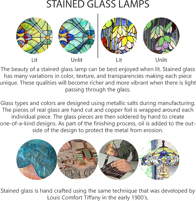 RIVER OF GOODS 24.5" H Halston Double Lit Amber Bowl Shade Stained Glass Table Lamp