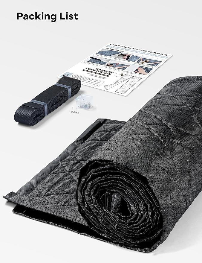 Insulated Door Curtains for Doorways/Front/Back/Basement, Fit Size up to 36 x 82 Inches, Magnetic Thermal Door Cover for Winter, Oxford Filled with Thick Cotton to Keep Warm, Black, Diamond