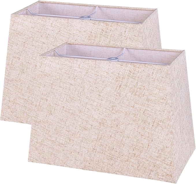 Wellmet Set of 2 Square Lampshade, 12" X14" X10" Replacement Lampshade, No Assembly Required, Classic Modern Lamp Shade for Table Lamp, Bedside Lamp, Floor Lamp, Fabric Lamp Shade, Spider Fitter