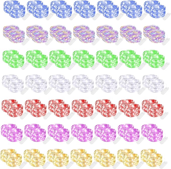 Hogg 12 Pack LED Fairy Lights - 7 ft, Centerpiece Table Decorations for Party, Small LED Lights Battery Operated, Center Pieces Decoration for Table, Battery Powered Firefly Fairylights, Pink