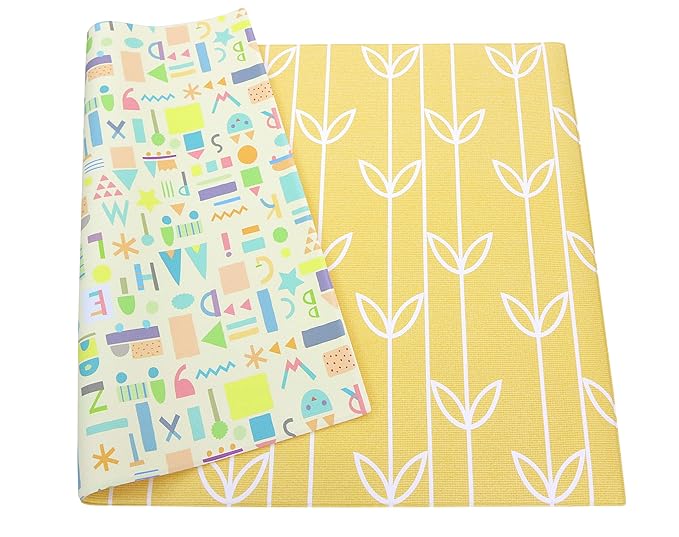Baby Care Play Mat (Large, Sea Petals - Yellow) 82'' x 55'' Original One-Piece Reversible Rollable Waterproof Play Mat for Infants, Babies, Toddler, and Kids