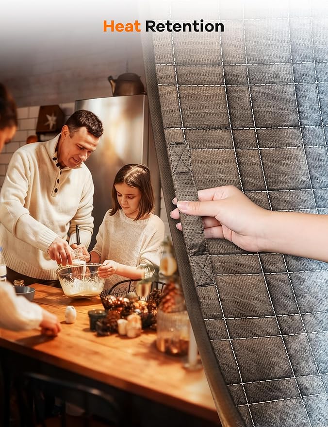 Thermal Door Curtain, Fit Size up to 32 x 80 Inches, Magnetic Insulated Door Curtains for Doorway/Front/Back/Basement, Oxford Cover with Thick Cotton to Keep Warm Winter, Brown, Rectangle