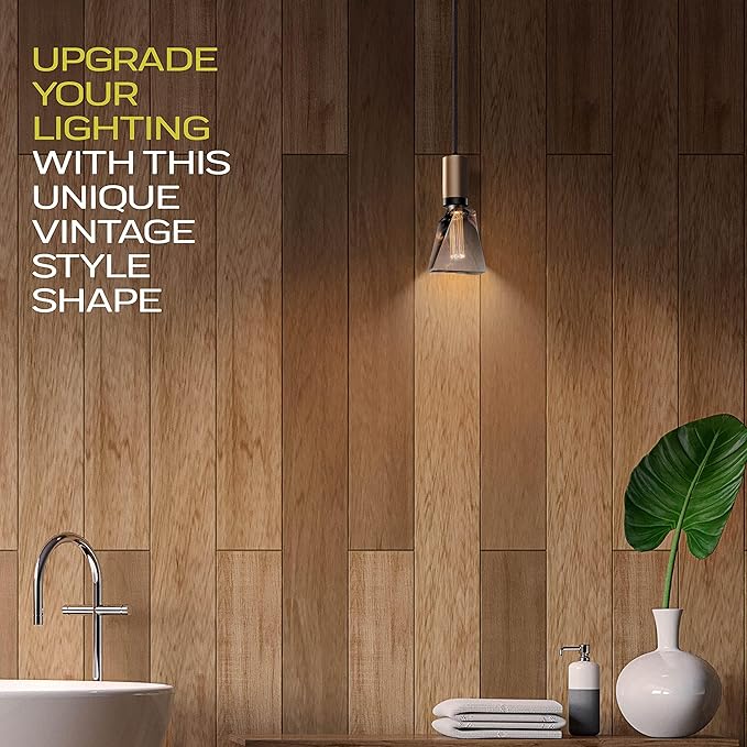 Next Glow Decorative Light Bulb Eq 20W ICE Style Shaped E26 Led Bulb Medium Base, Dimmable, Smoke/Grey Warm Light Bulb 55 Lumen, with Virtual Filament, Inner Pillar, Edison Light Bulbs LED for Home