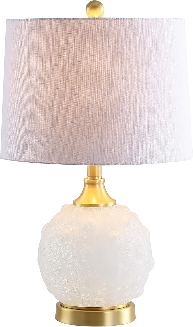 JONATHAN Y JYL6200A Ilsa 22" Dotted Glass/Metal LED Table Lamp Contemporary Transitional Bedside Desk Nightstand Lamp Bedroom Living Room Office College Bookcase LED Bulb Included, White/Brass Gold