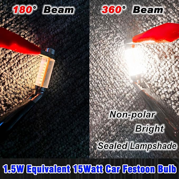 31mm Marine LED Boat Navigation Light Bulb Super Bright Cool White Replacement DC12V Festoon LED Bulb for Pontoon Boat Anchor Lights Decks Light Bow Lights Stern Lights Mast Masthead Light Bulb,4 Pack