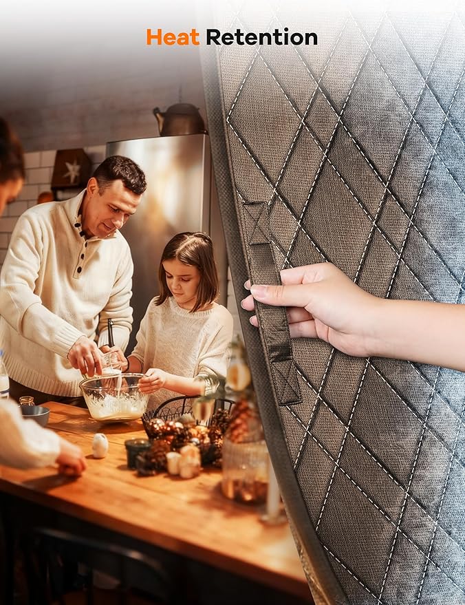 Insulated Door Curtains for Doorways/Front/Back/Basement, Fit Size up to 36 x 82 Inches, Magnetic Thermal Door Cover for Winter, Oxford Filled with Thick Cotton to Keep Warm, Brown, Diamond