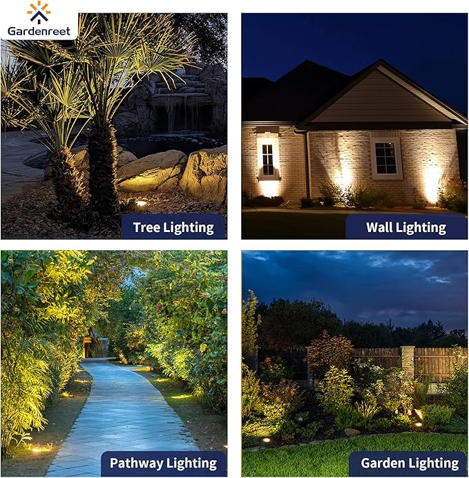 Gardenreet Brass Low Voltage Outdoor Well Lights - IP67 LED In-Ground Light, 12V All Weather Wired Landscape Lighting, Antique Bronze for Lawn Pathway Patio with 2700K Warm MR16 Bulb (6 Pack)