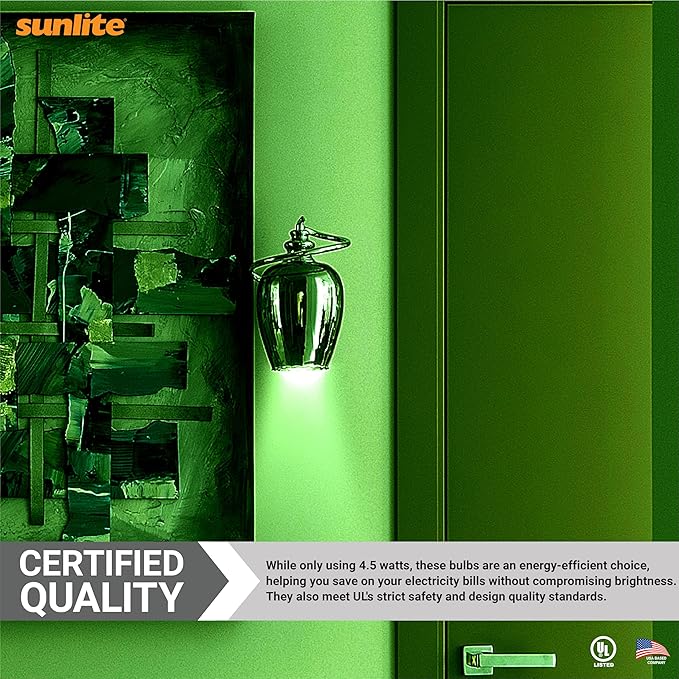 Sunlite 40941 LED Colored Filament A19 Light Bulb, 4.5 Watts, Medium E26 Base, 120 Volts, Transparent Green, Dimmable, 320 Degree Beam Angle, UL Listed, 6 Count