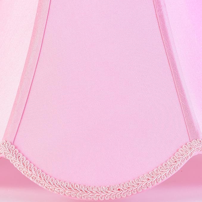GO&SO 2Pcs Pink Lamp Shade Medium Scalloped Lamp Shade,6"Top x 13"Bottom x 10.6"Vertical Height (Spider),Bell Lamp Shades for Table Lamps&Floor lamp,Edge Petal Braid Modern lamp shade -Easy Assembly