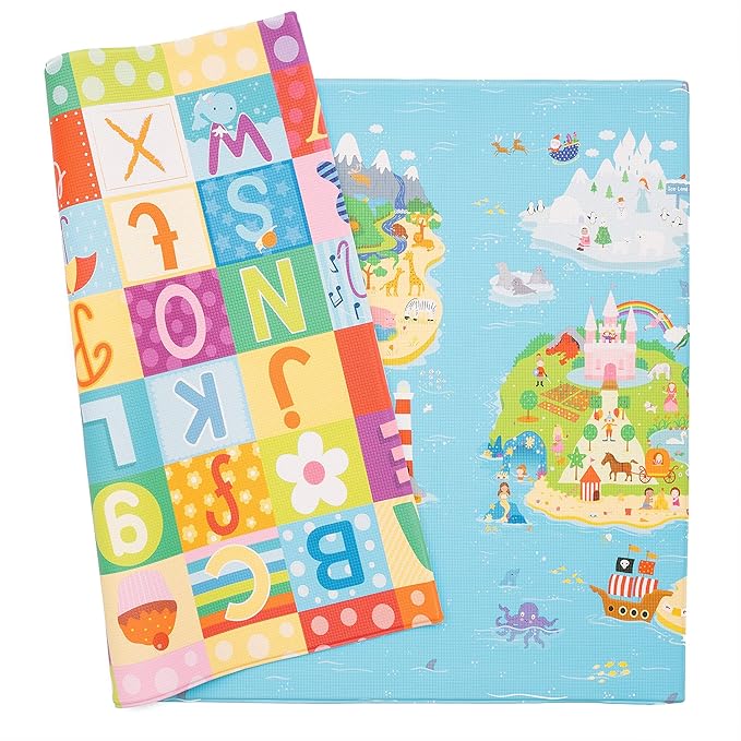 Baby Care Play Mat (Large, Playful - Magical Island) 82'' x 55'' Original One-Piece Reversible Rollable Waterproof Play Mat for Infants, Babies, Toddler, and Kids